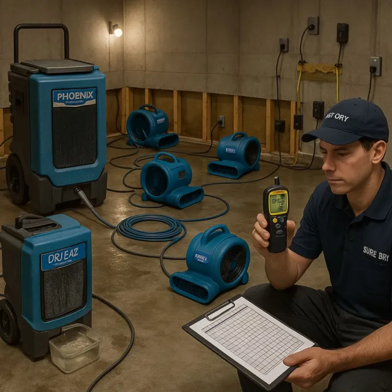 Structural Drying and Dehumidification process in International Falls, MN